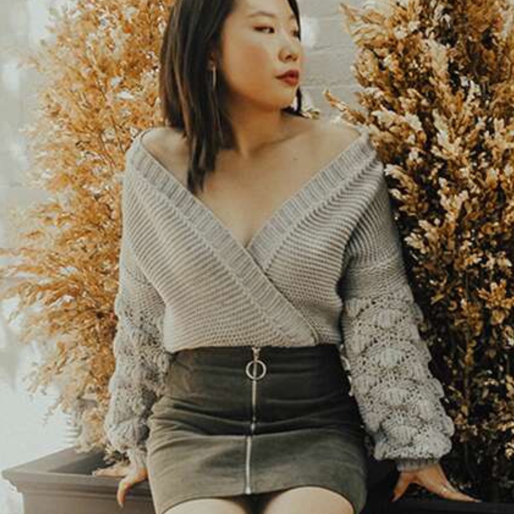 GUC Alya Sabrina Bobble Sleeve Open Front Cardigan